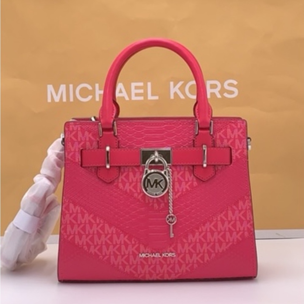 Michael Kors Hamilton Small Satchel Shoulder Crossbody Bag 
Electric Pink Multi - Picture 2 of 14